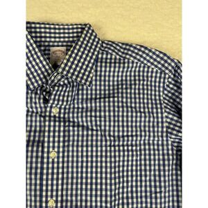 Brooks Brothers Non Iron Gingham Check Button Down‎ Shirt Men 16 1/2 34 35